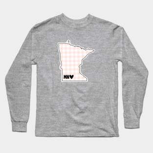 USA States: Minnesota (pink plaid) Long Sleeve T-Shirt